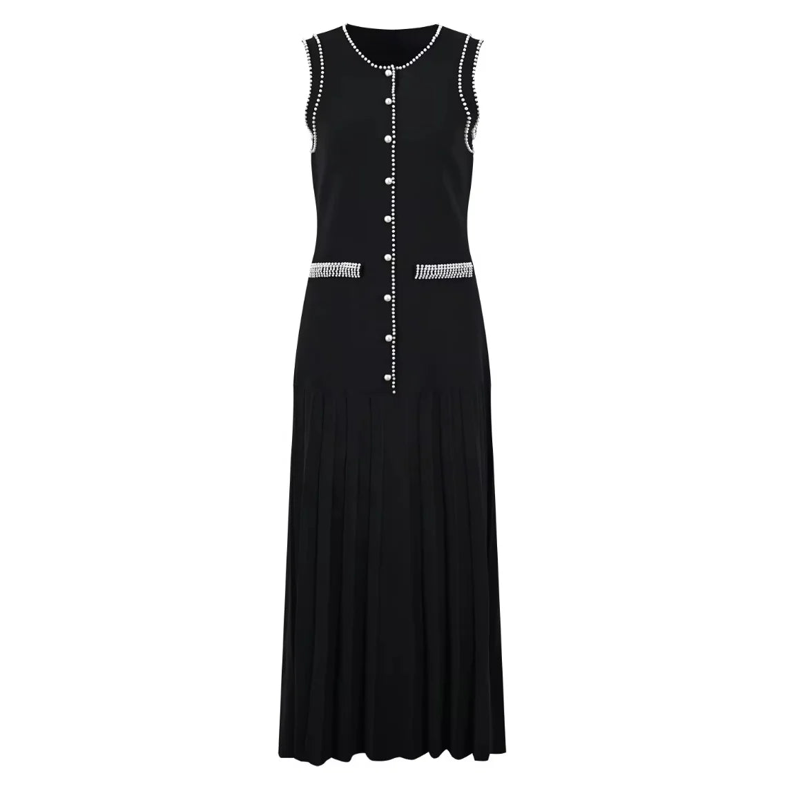 VESTIDO CON APLICACIÓN DE PERLAS