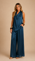CONJUNTO DE SATÍN TEAL